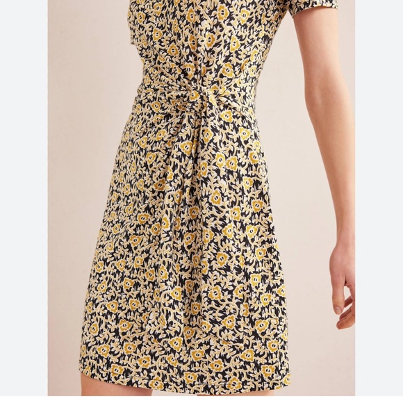 Boden Knot front short sleeve dress with floral print Size 6L / 6 Long - Picture 3 of 4